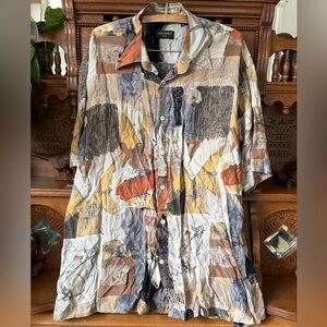 Men's Retro Riscatto Italia Multicolor Abstract Button Up Size XL